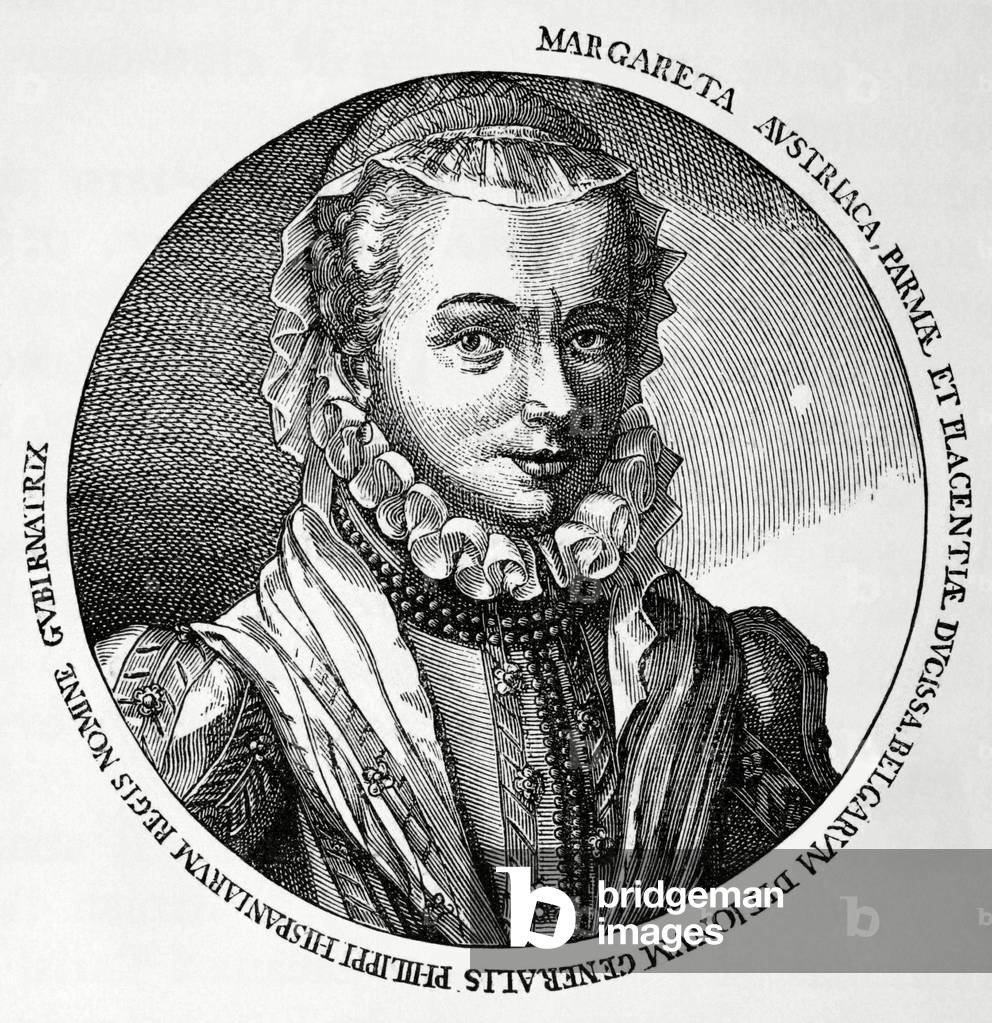 Margaret of Parma (1522-1586). Governor of the Netherlands from 1559-1567 and from 1578-1582. Engraving.