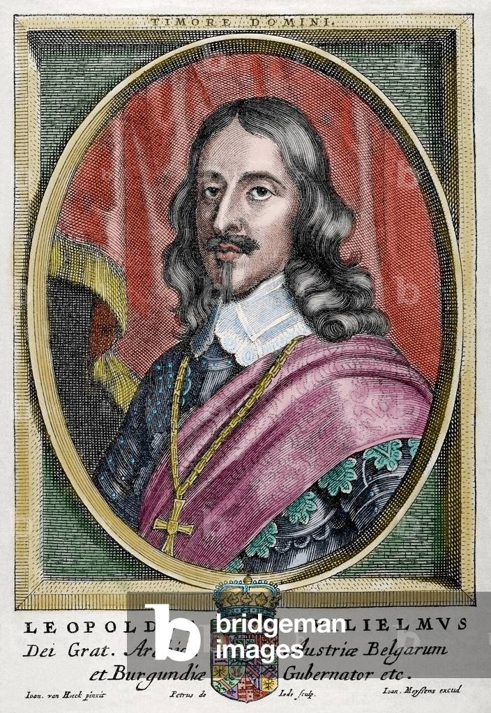 Archduke Leopold Wilhelm of Austria (1614 A?i? 1662) Austrian military commander, Governor of the Spanish Netherlands. coloured engraving.