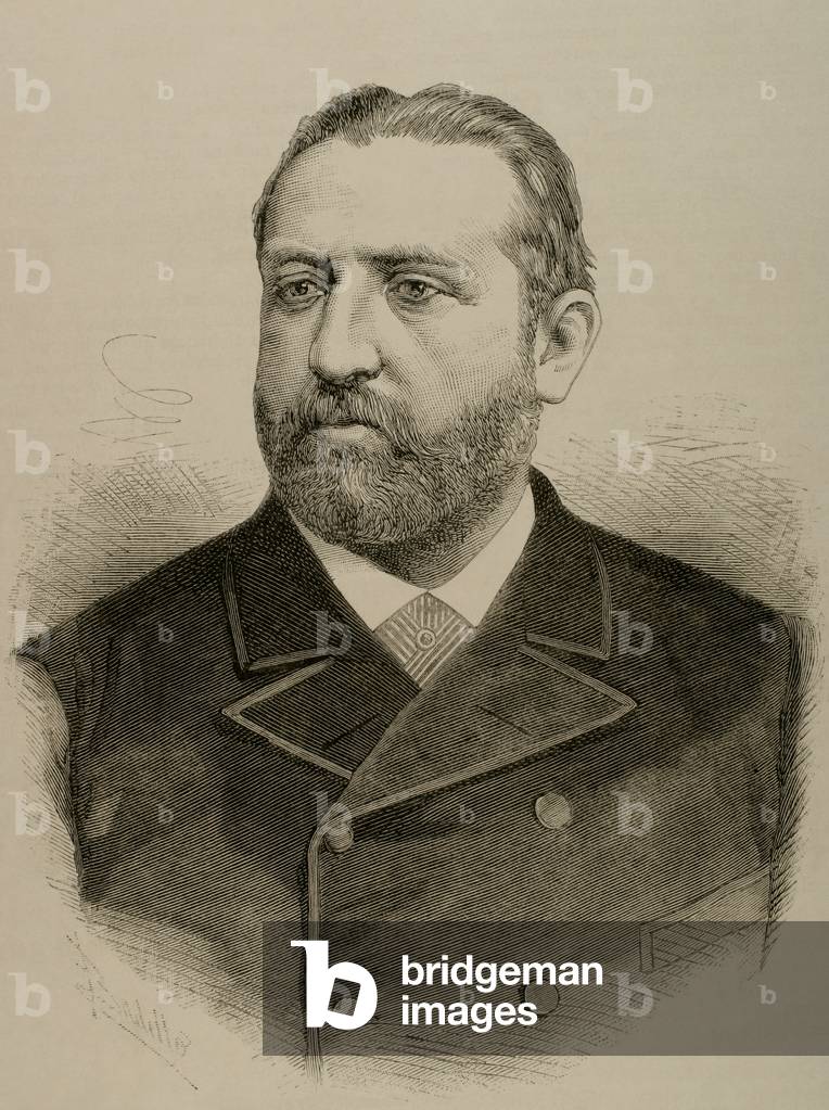 Joaquin Lopez Puigcerver (1841-1906). Spanish politician. Engraving by Badillo. 1886.