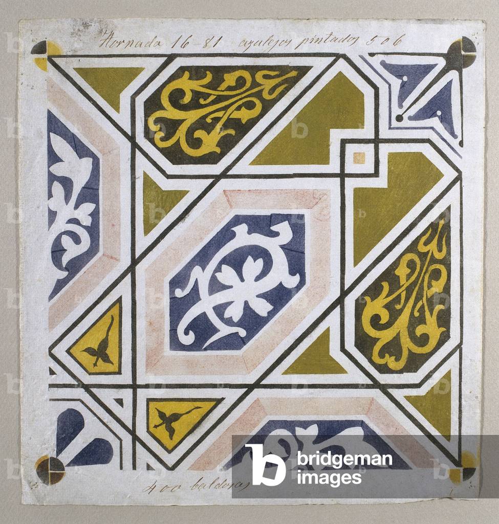 Design of tile for the Guell Palace, c.1885 (drawing)
