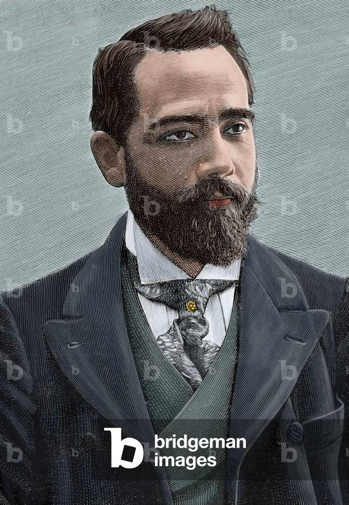 Aniceto Marinas Garcia (1866-1953). Spanish sculptor. Portrait (colour engraving)