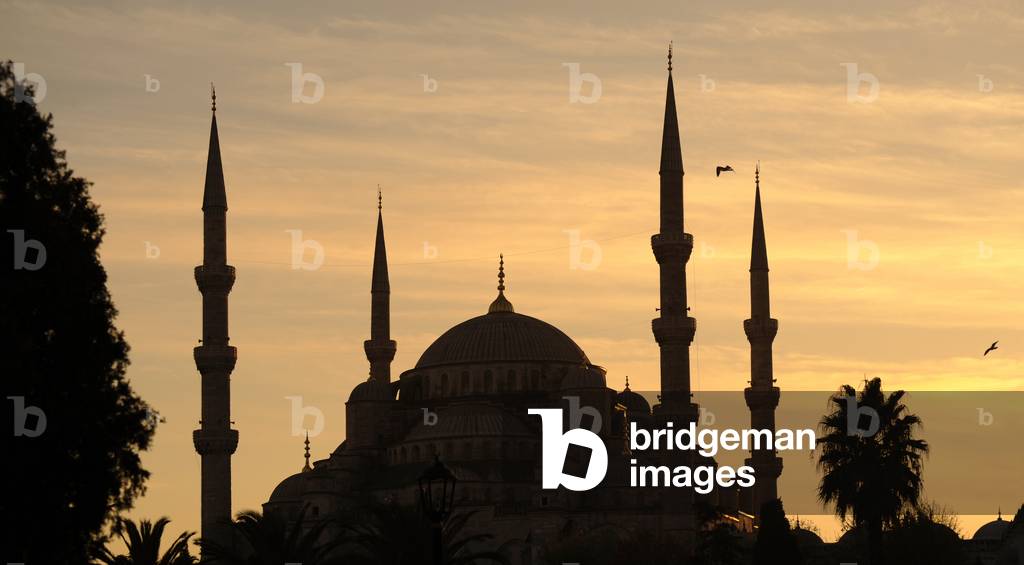 Turkey. Istanbul. Blue Mosque. 17th century. Classical Ottoman style. Sunset.