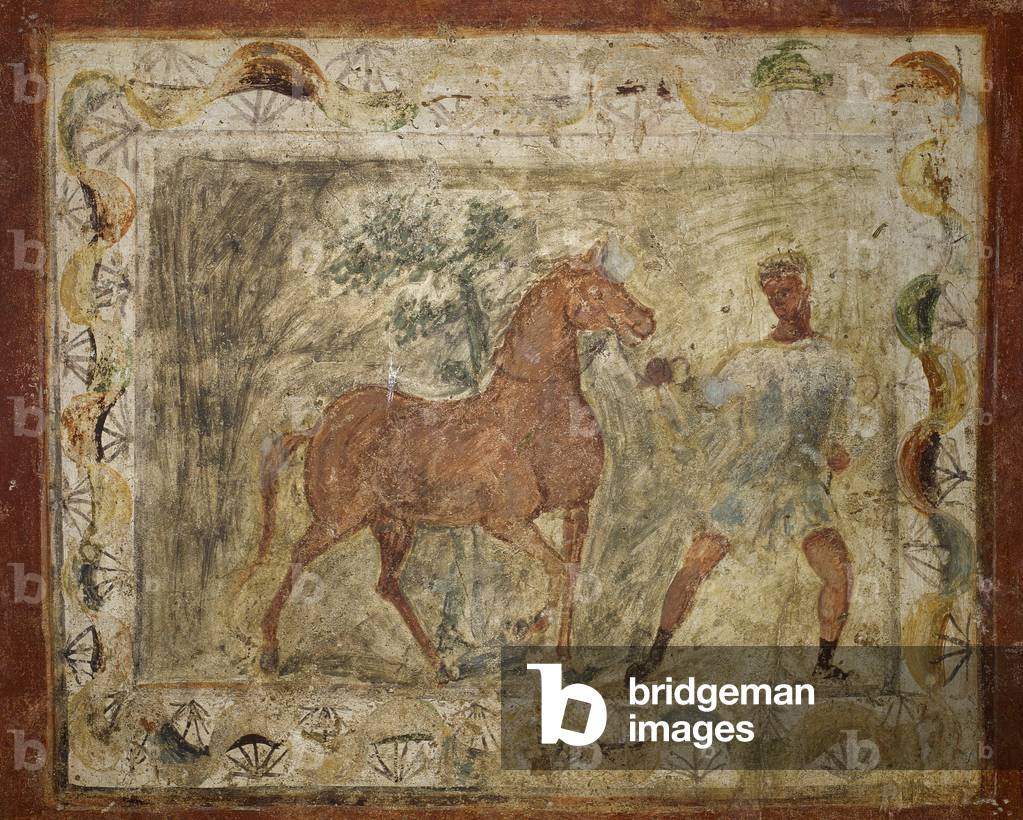 Taming horse, Roman painting, Domus, 4th C