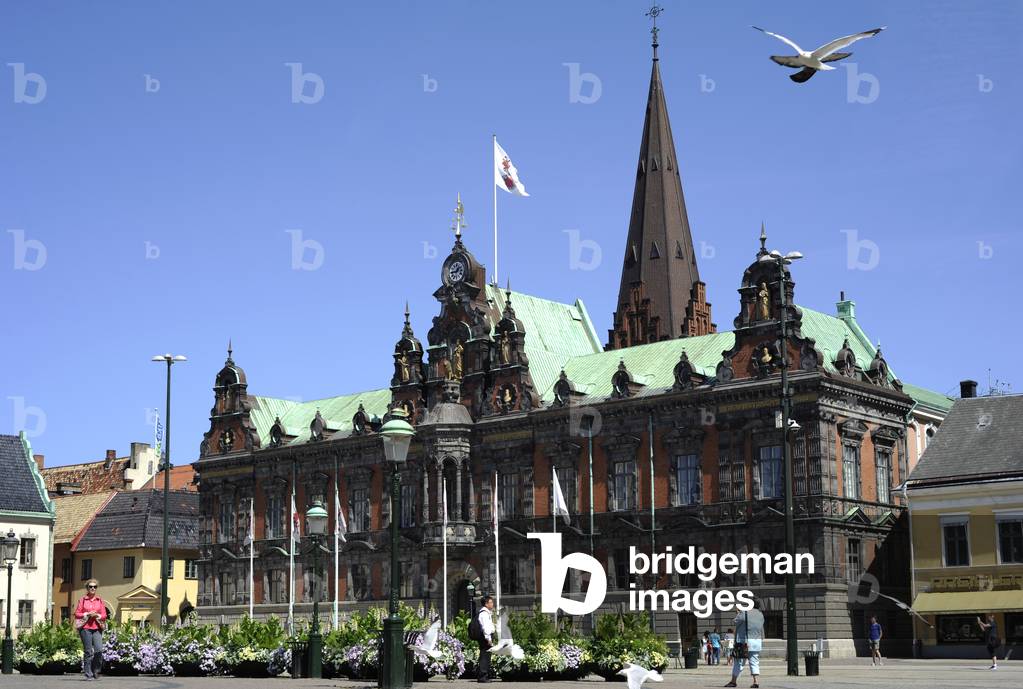 Sweden, Malmo, Stortorget square with the historical town hall, built 1544-1547