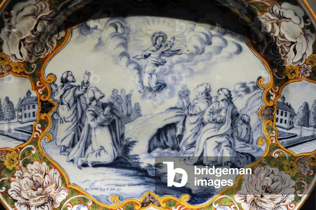 Ceramic. Plate decorated with religious scene. 18th centuries. Netherlands.
