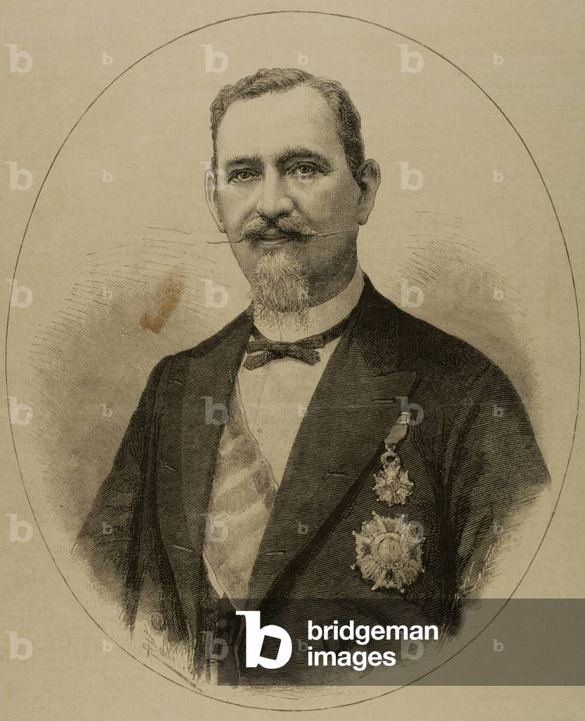 Matias Lopez Lopez (1825-1891). Engraving by Arturo Carretero (1852-1903). Galicia, Spain