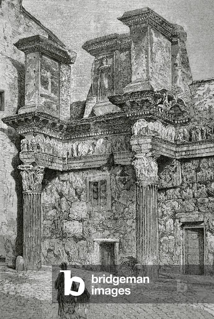 Italy, Rome, Minerva temple, Ruins (engraving)