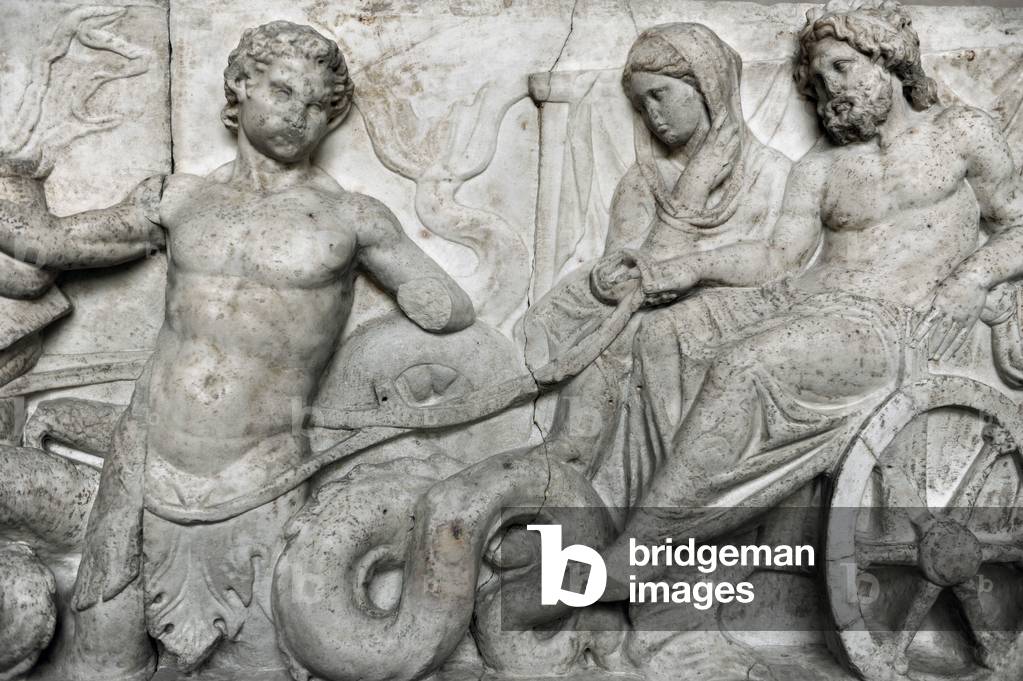 Altar of Domitius Ahenobarbus. Wedding of Poseidon and Amphitrite (front panel). Glyptothek. Munich. Germany.