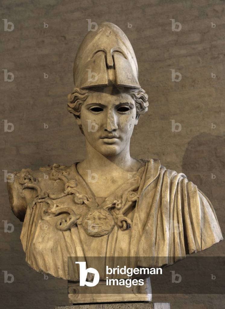 Bust of Athena. Roman sculpture after original of about 420 BC. Glyptothek. Munich. Germany.