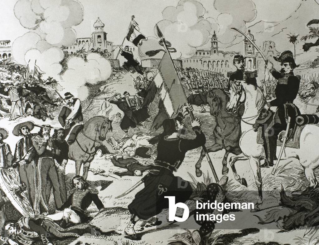 Siege of Puebla (1863), Mexico (engraving)