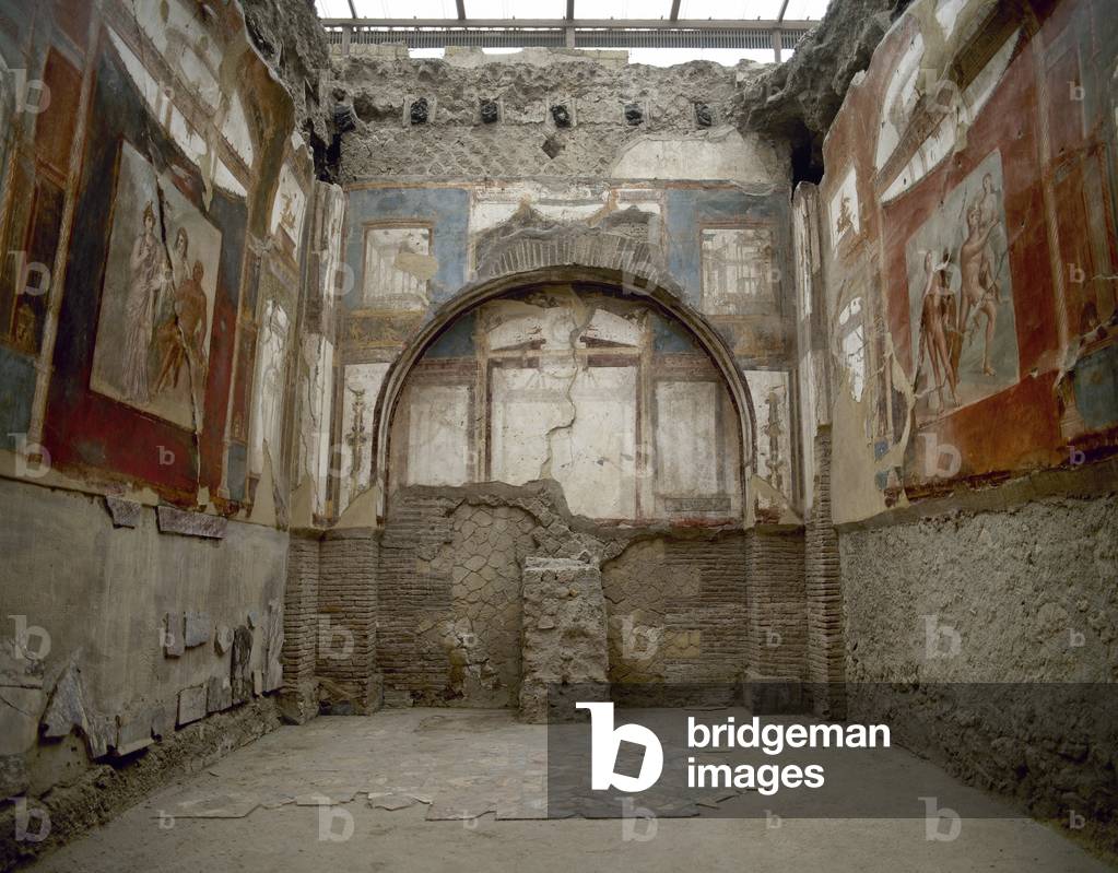 Italy, Herculaneum, Mural paintings on the walls of College of the Augustales, 1st century AD