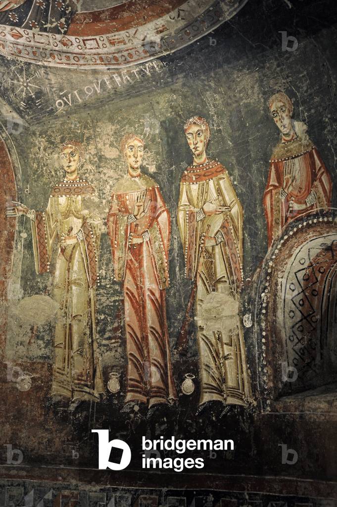 Fresco depicting the Parable of the Wise and Foolish Virgins, Detail of the Foolish Virgins, End of 11th century - early 12th century, Circle of Master of Pedret