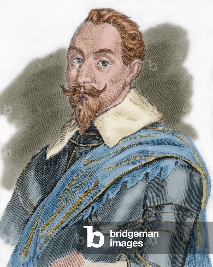 Gustav II Adolf (1594-1632). King of Sweden (colour engraving)