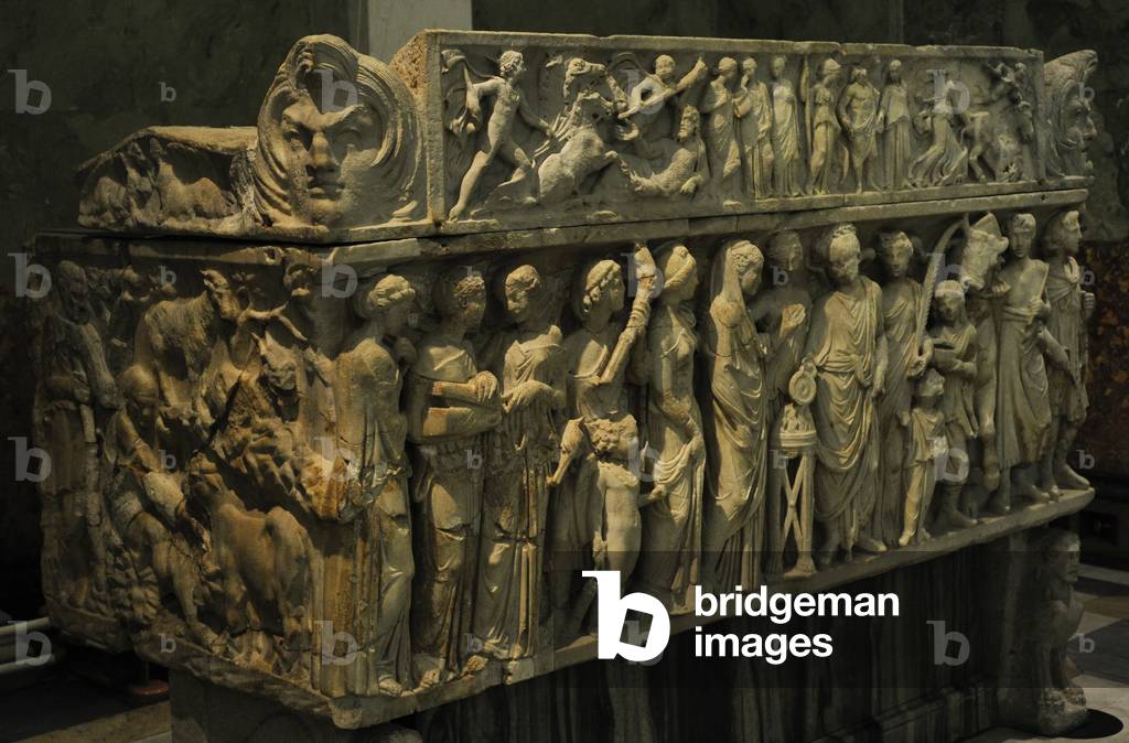Sarcophagus with a marriage scene, relief (marble)