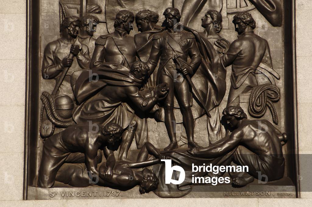 Nelson's Column (1840-1843), The pedestal depicting the Battle of Cape St Vincent, Trafalgar Square, London (photo)