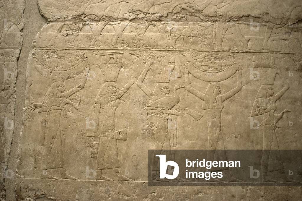Relief, Women carrying offerings, Mastaba of Ptahhotep and Akhethotep, Egypt