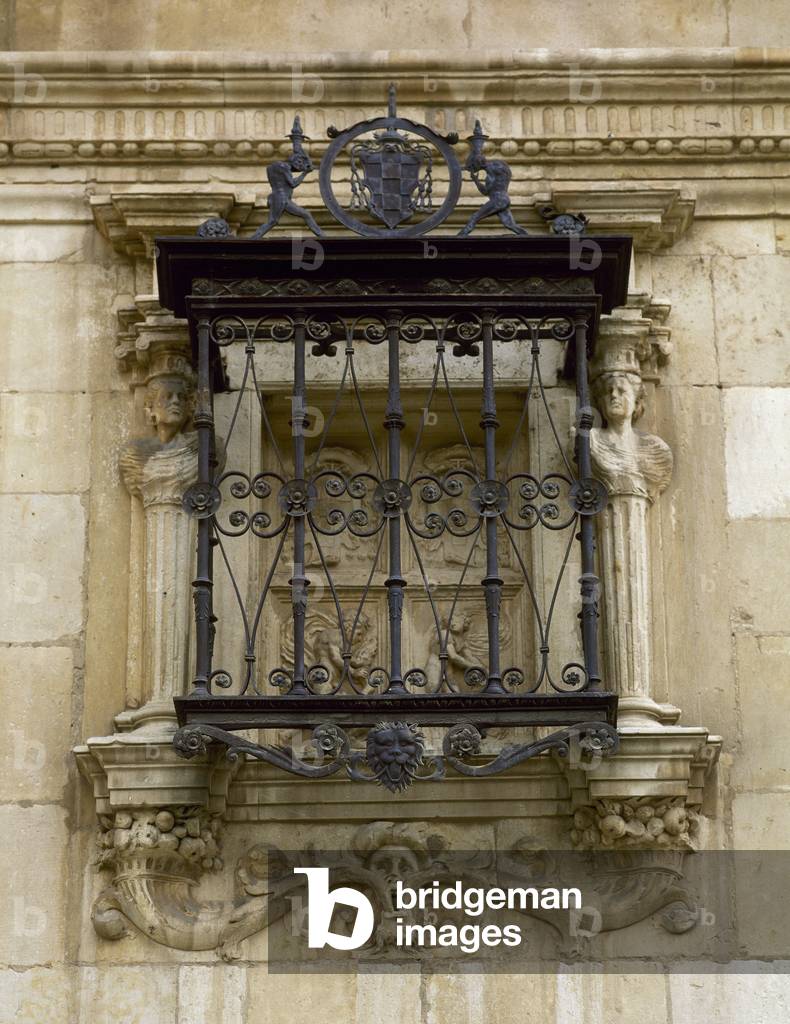 Spain, Alcala de Henares. University or College of San Ildefonso. Detail of a window on the main facade. 16th century.