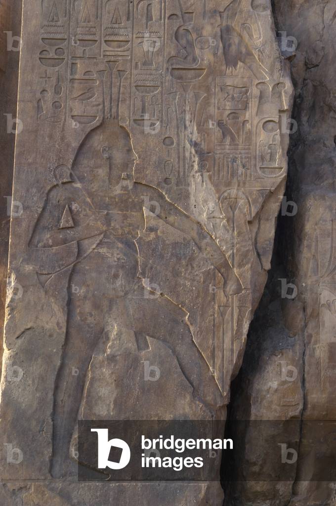 Relief depicting the union between Upper Egypt  and Lower Egypt. Base of the Colossi of Memnon. Detail. Medinet Habu. Egypt. 