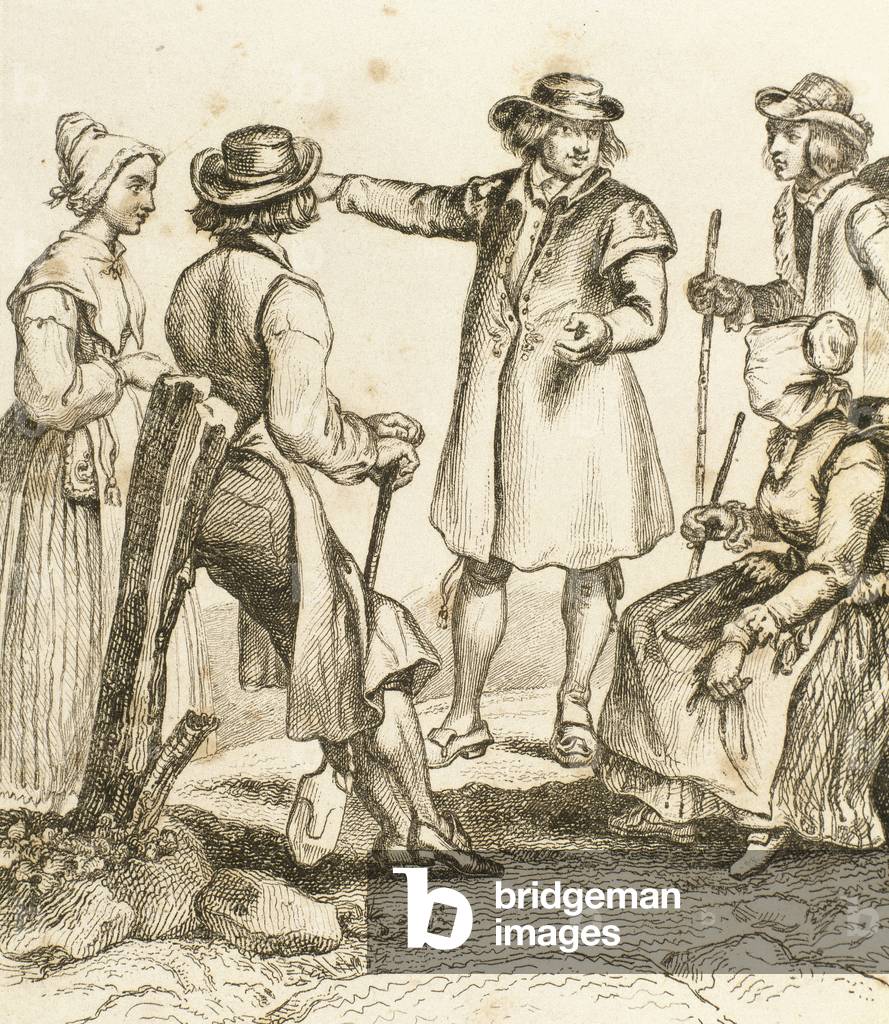 Sweeden, Peasants in typical costume (engraving)