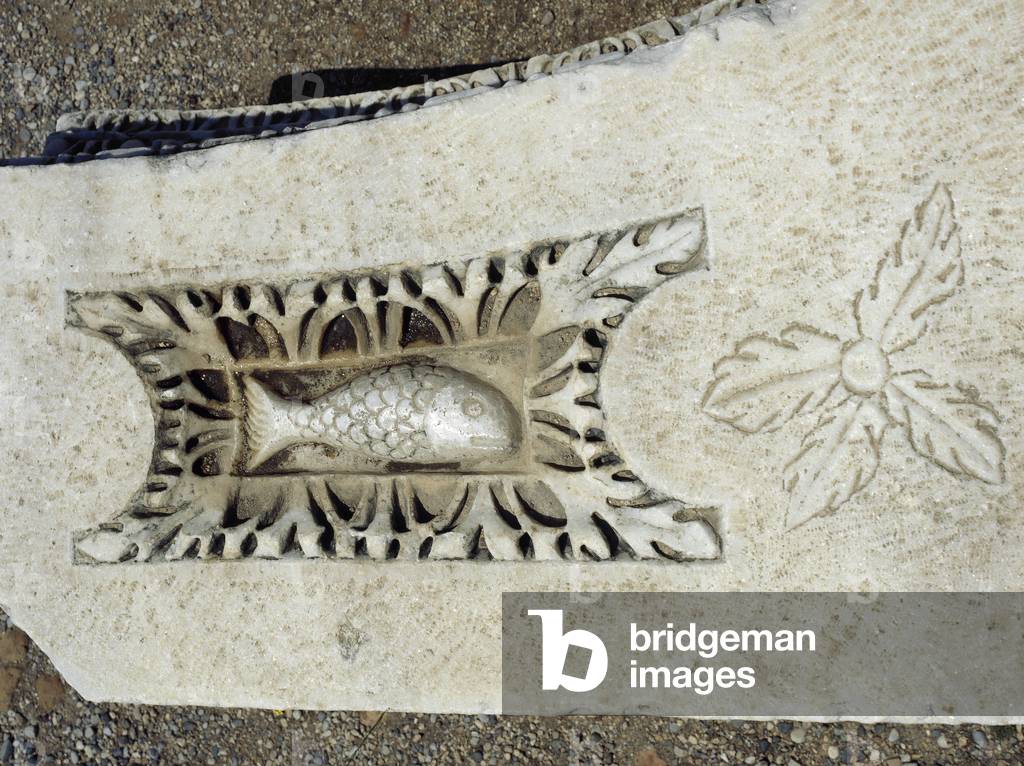 Fish. Relief. Theatre of Hierapolis. Turkey.