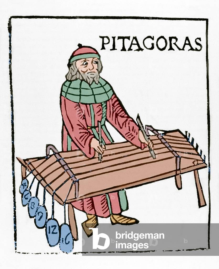 Pythagoras of Samos (570 BC-495 BC) (colour engraving)