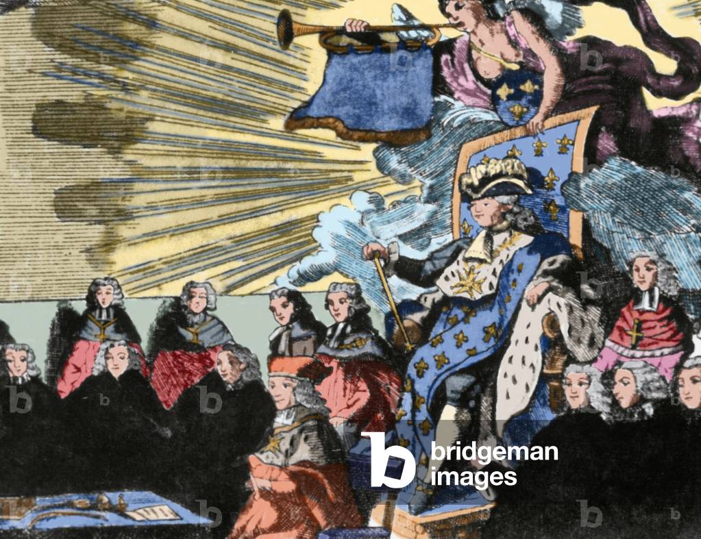 Session of the Assembly of Notables on February 22, 1789, chaired by King Louis XVI (coloured engraving)