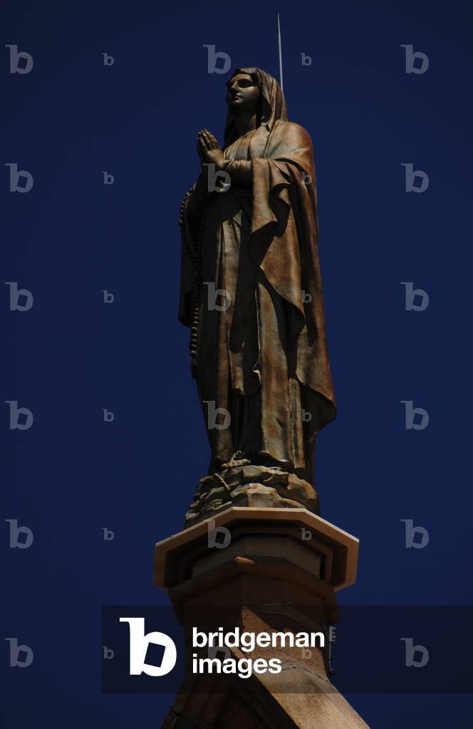 United States. Santa Fe. Loretto Chapel. Statue of Virgin Mary.