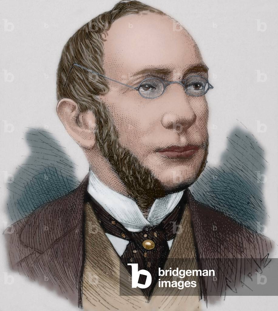 Portrait of Marcos Antonio de Araujo (1842-1897), Brazilian lawyer and diplomat - Coloured engraving of Capuz, from the Spanish and American Illustration, 1872 - M. A. de Araujo, 2nd Baron of Itajuba - Engraving by Capuz, The Spanish and American Illustration, 1872, Colored