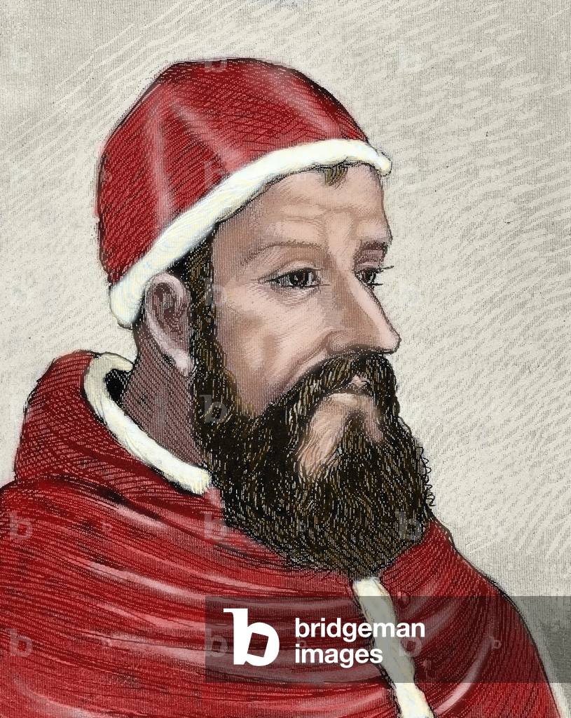 Clement VII (1478 1534), born Giulio di Giuliano de Medici. Cardinal from 1513 to 1523 and  Pope from 1523 to 1534. Engraving.