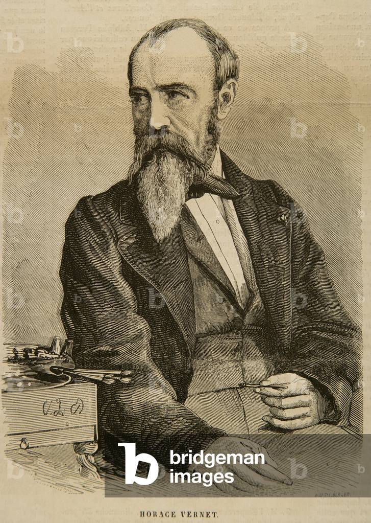 Portrait of Horace Vernet, French painter (engraving)