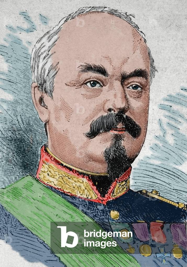 Francois Achille Bazaine (1811-1888). Colored engraving.