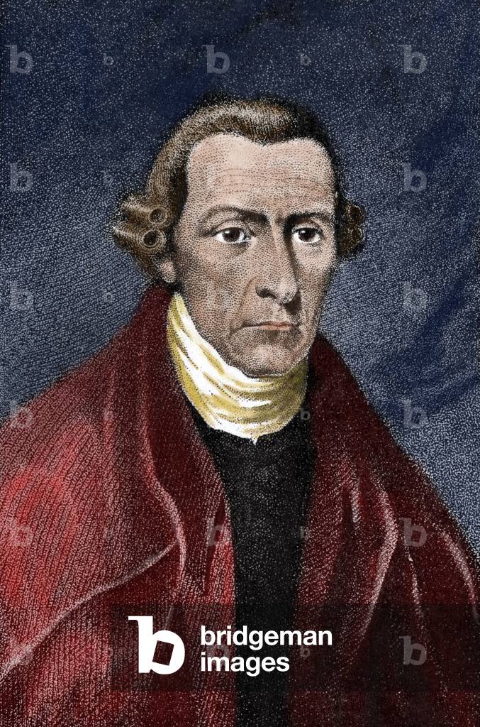 Patrick Henry (1736-1799). Engraving. Colored.