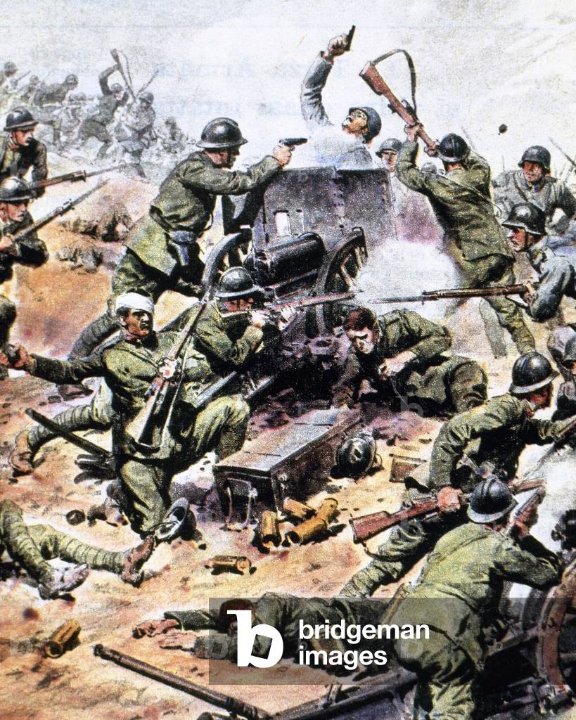 World War I (1914-1918). German troops against the Italian artillery. 1917.