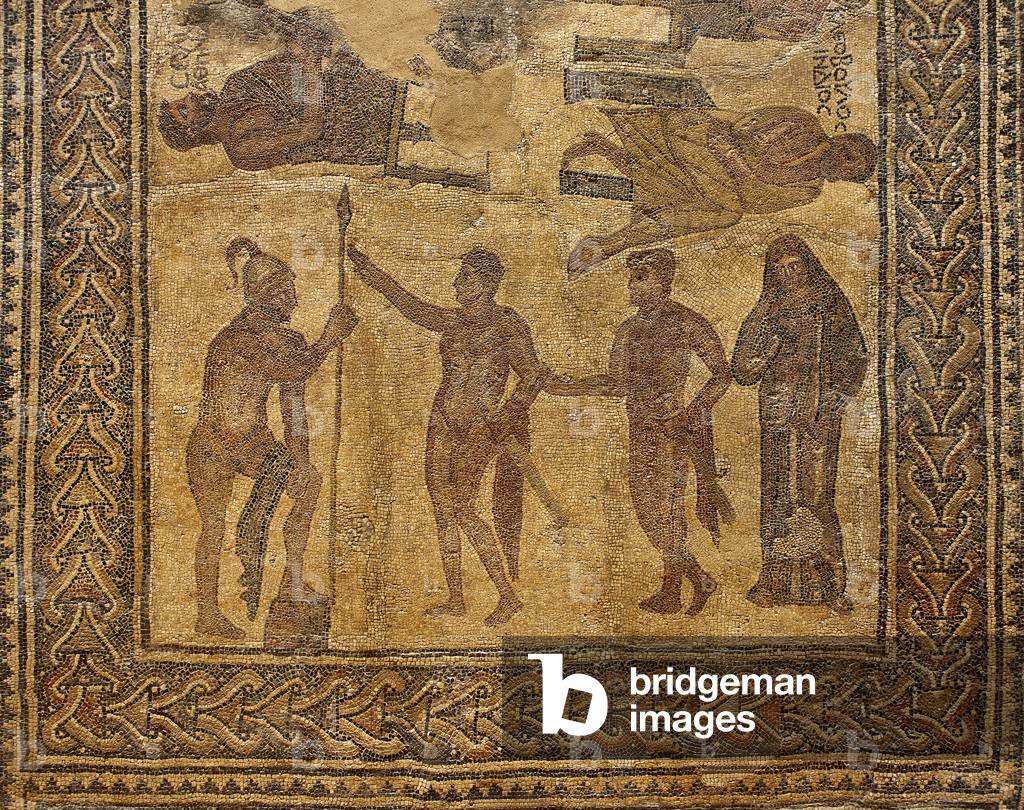 Mosaic of the Seven Sages, 4th century AD, It depicts Briseis returned to Achilles after being abducted by Agamemnon, Detail