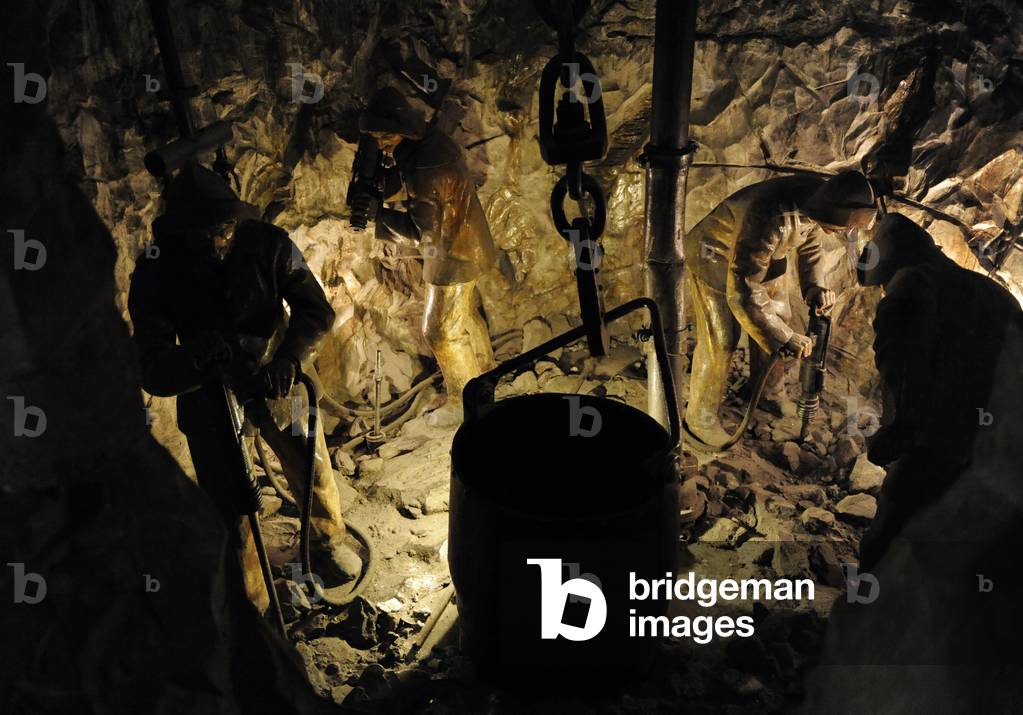 Mining. Drilling  with a jackhammer. Diorama. Deutsches Museum. Munich. Germany.
