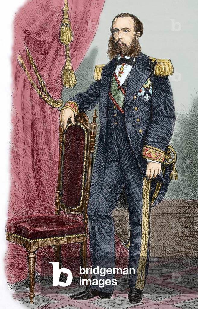 Maximilian I of Mexico (1832-1867). Portrait. Engraving. Colored.