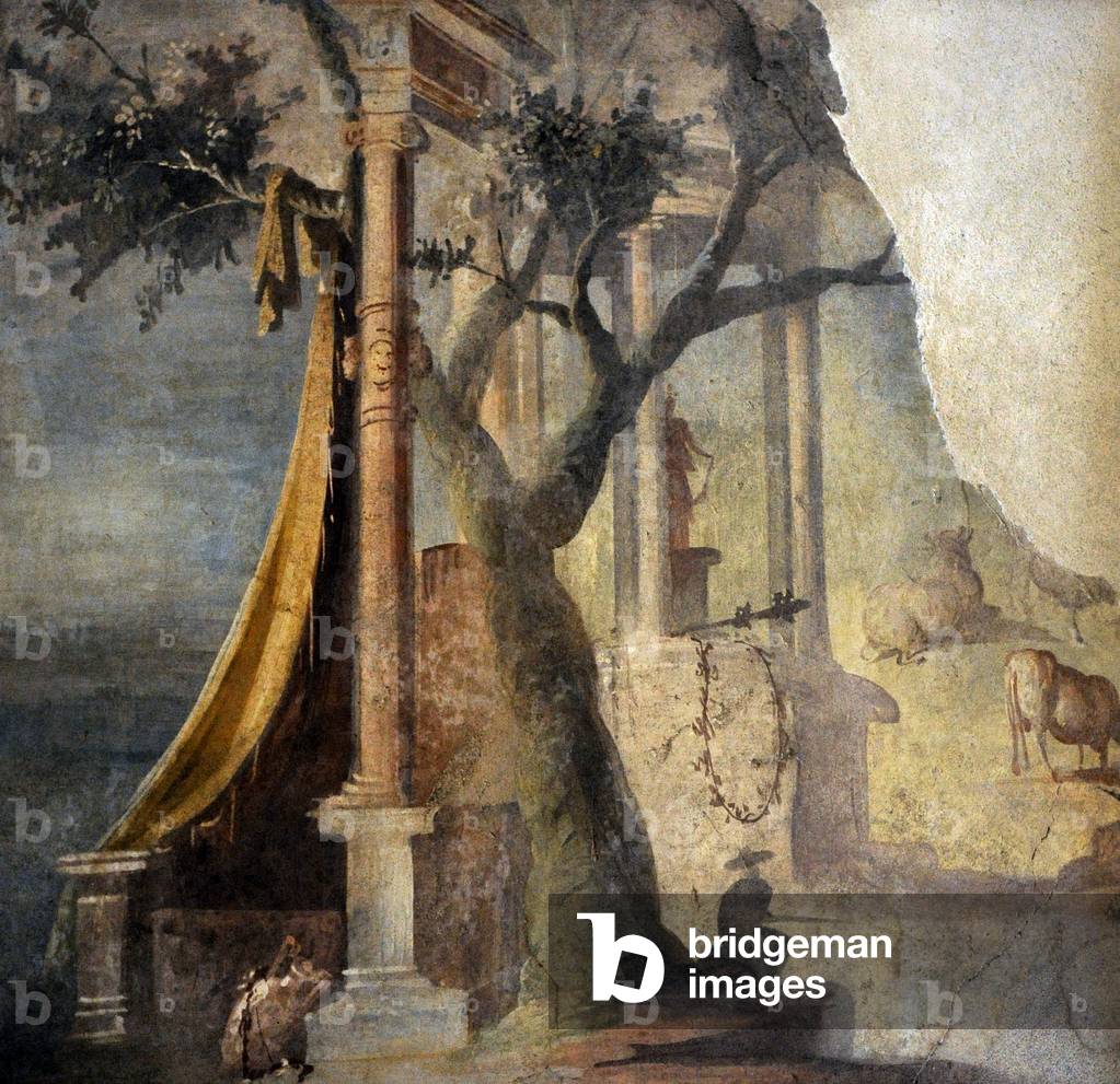 Landscape with ceremony in honor of Osiris, The Ekklesiasterion, Temple of Isis, Pompeii, Italy