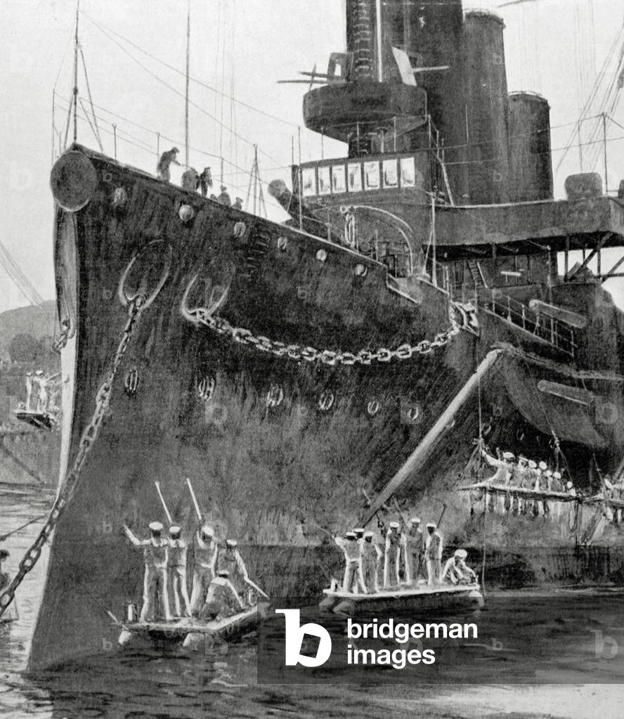 Russo-Japanese War 1904-05: Naval preparations in Japan (engraving)