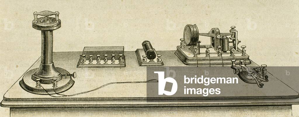 Phonoplex telegraph invented by Thomas Alva Edison (1847-1931) .