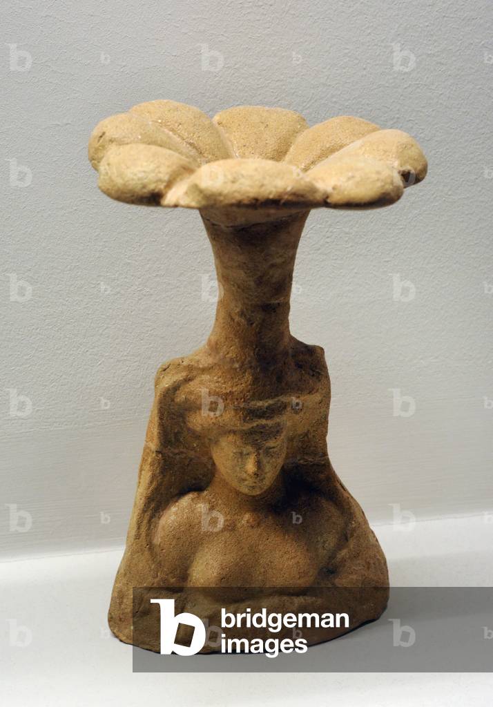 Incense burner in the shape of flower-woman, Middle 4th century BC, Terracotta, Paestum