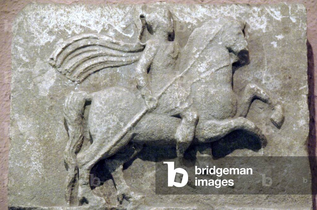 Greek art. Relief. Horseman. 3rd century BC. From Apollonia (Illyria). National Arcaheological Museum. Tirana. Albania.