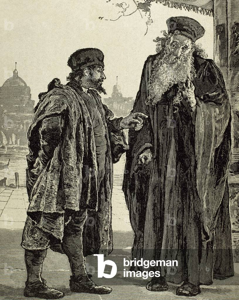 William Shakespeare (15641616). The Merchant of Venice. Shylock and Tubal (engraving)