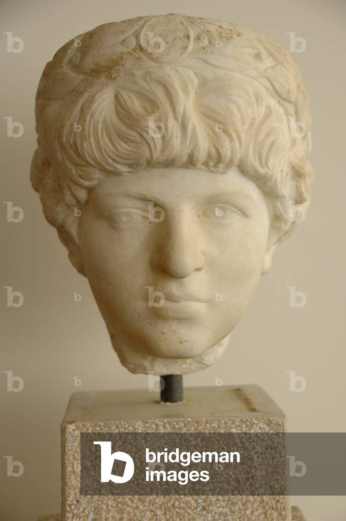 Lucius Verus Augustus. Roman Emperor (161-169). Bust. Olympia Archaeological Museum. Ilia Province. Peloponnese region. Greece.