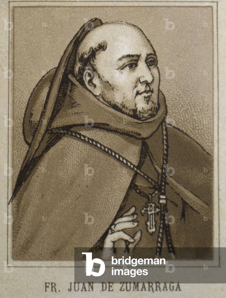 Juan de Zuma?rraga (1468-1548), Spanish Basque Franciscan prelate and first bishop of Mexico, Portrait (engraving)