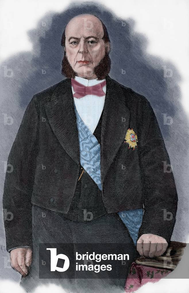 Pierre Jules Baroche (1802-1870). Colored engraving, 1883.