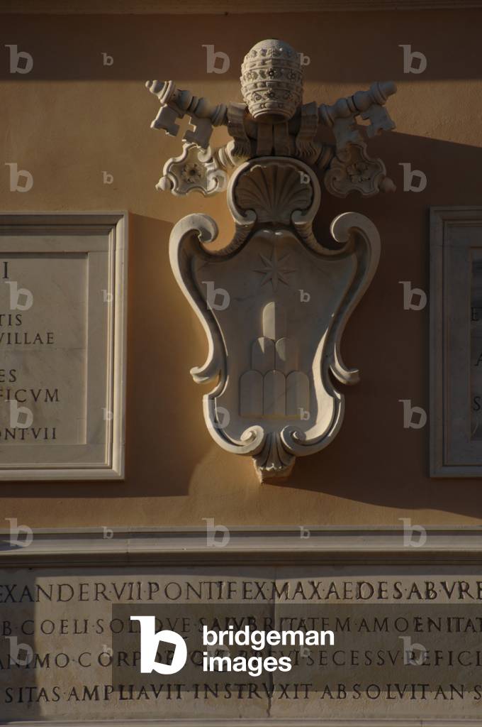 Italy. Castel Gandolfo. The Papal Palace or the Apostolic Palace. 17th century. Papal shield.