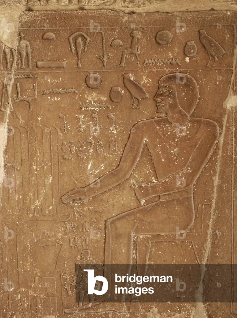 Egypt, Necropolis of Saqqara, Deceased making an offering to the gods.