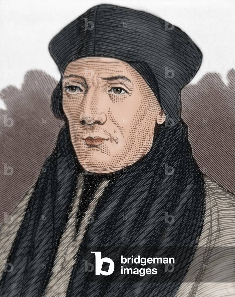 Portrait of the English Bishop John Fisher (coloured engraving)