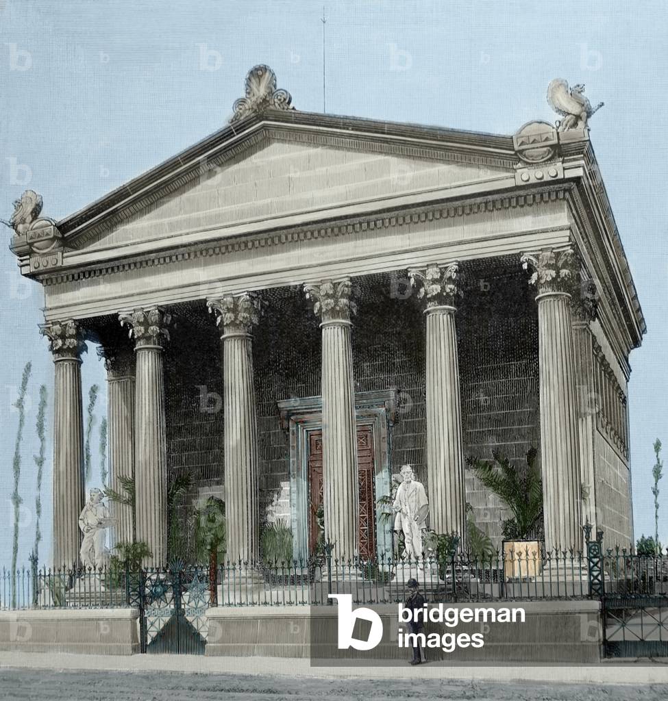 History. Barcelona. 19th century. Workshop Masriera. Exterior (colour engraving)