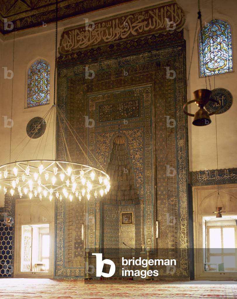 Turkey. Bursa. Yesil Mosque. Ottoman style. Architect, Hac? I?vaz Pasha, 15th century. Mihrab.